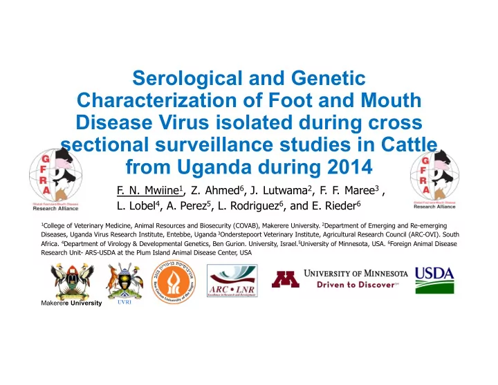 serological and genetic characterization of foot and