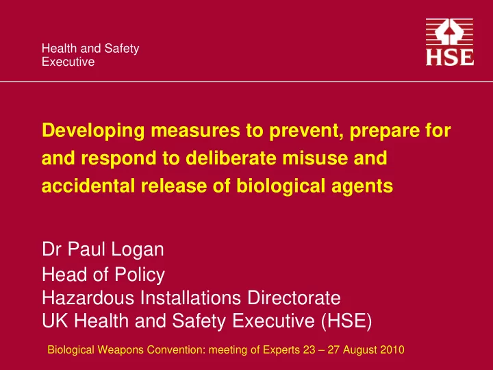 developing measures to prevent prepare for and respond to