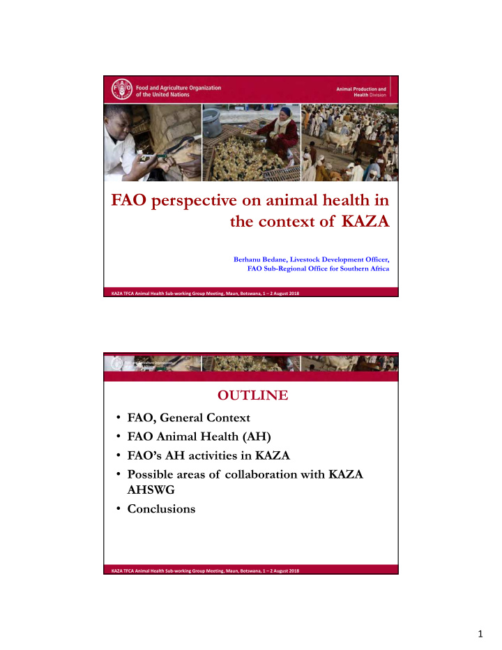 fao perspective on animal health in the context of kaza