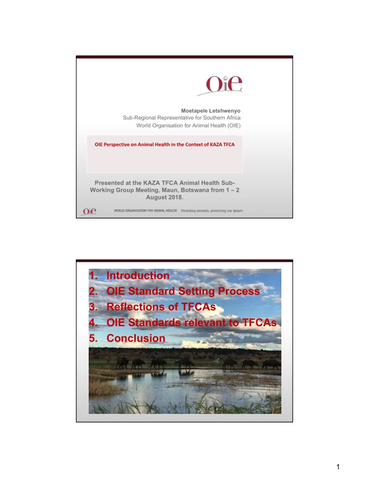 1 introduction 2 oie standard setting process 3