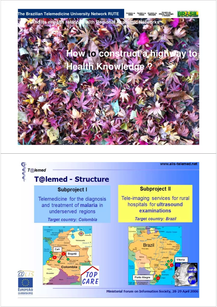 how to construct a highway to health knowledge