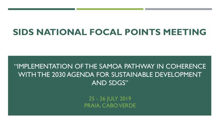 sids national focal points meeting