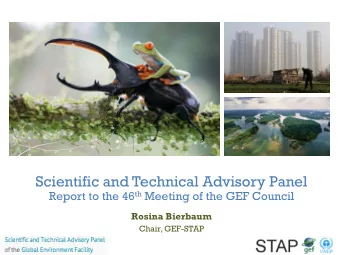 Scientific and Technical Advisory Panel Report to the 46 th Meeting of the GEF Council  Rosina
