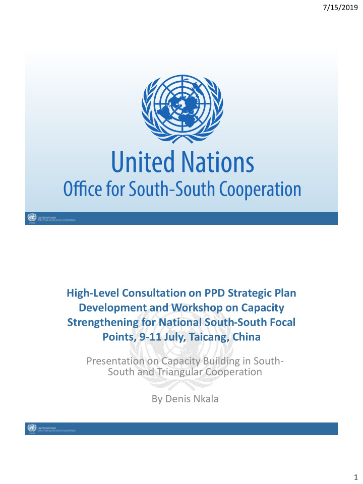 high level consultation on ppd strategic plan development