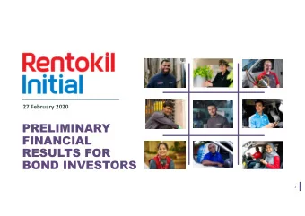 PRELIMINARY  FINANCIAL  RESULTS FOR  BOND INVESTORS  1  This presentation contains statements that