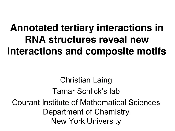 annotated tertiary interactions in rna structures reveal
