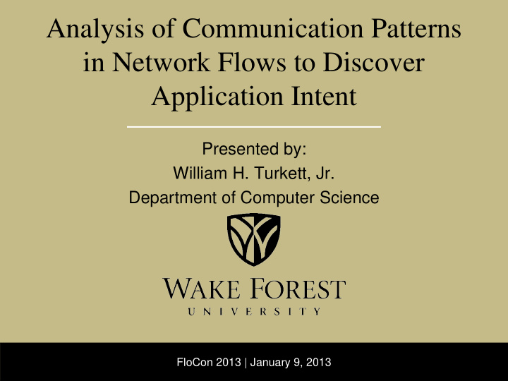 analysis of communication patterns in network flows to