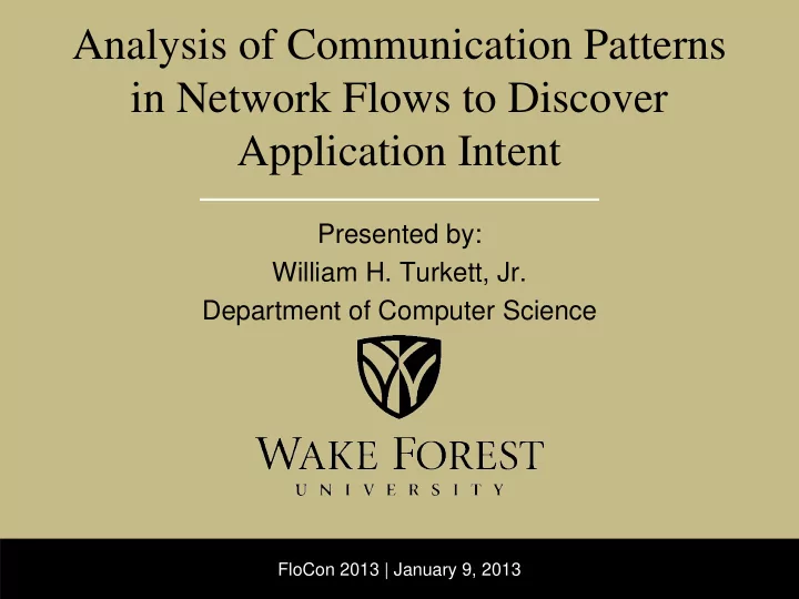 analysis of communication patterns in network flows to