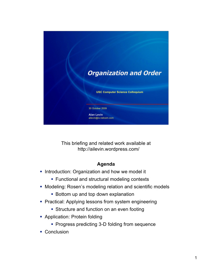 organization and order