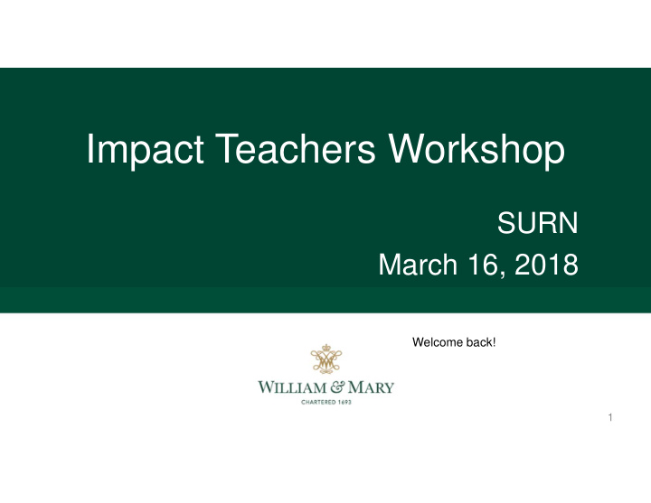 impact teachers workshop