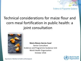 corn meal fortification in public health: a  joint consultation  Maria Nieves Garcia-Casal  Senior
