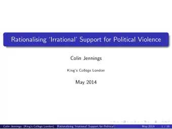 Rationalising Irrational Support for Political Violence  Colin Jennings  Kings College