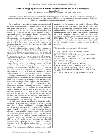 Nanotechnology Applications in Textile Materials: Plasma and Sol-Gel Techniques