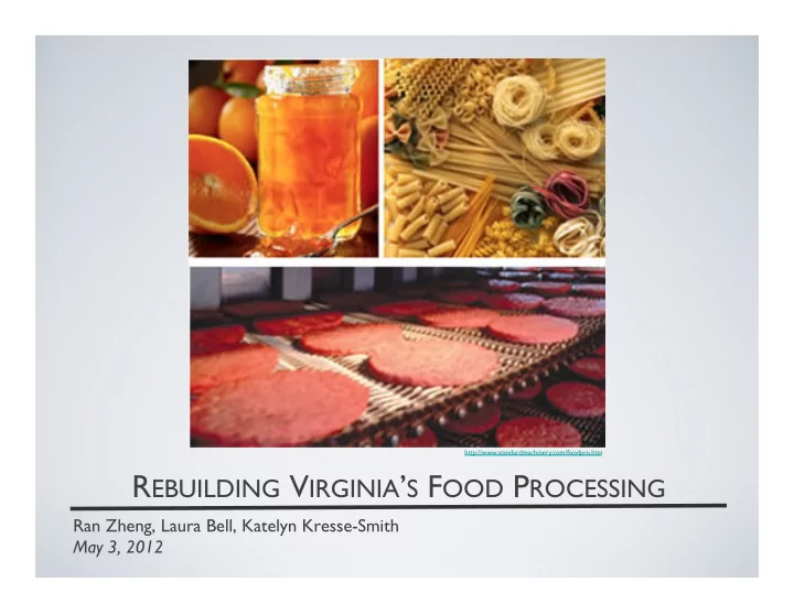 r ebuilding v irginia s f ood p rocessing