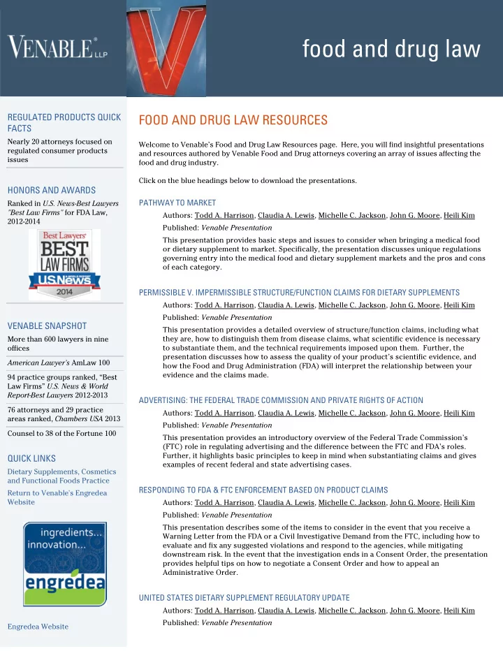 food and drug law