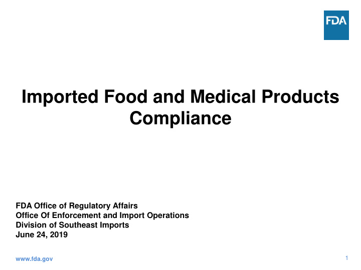 imported food and medical products