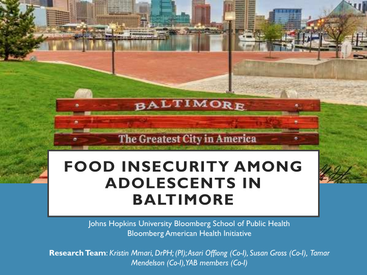 food insecurity among adolescents in baltimore