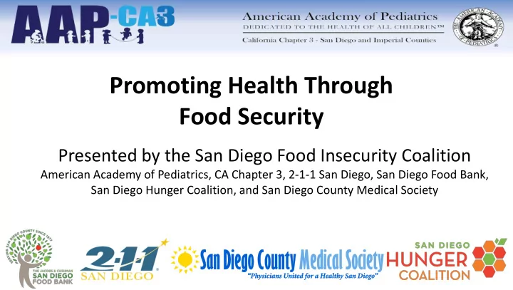 promoting health through food security