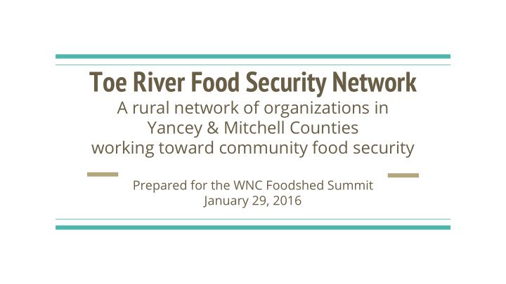toe river food security network