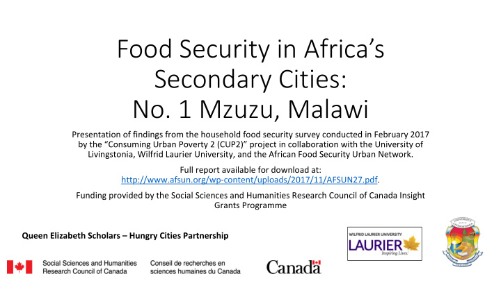 food security in africa s secondary cities no 1 mzuzu