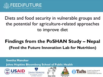 Diets and food security in vulnerable groups and  the potential for agriculture-related approaches