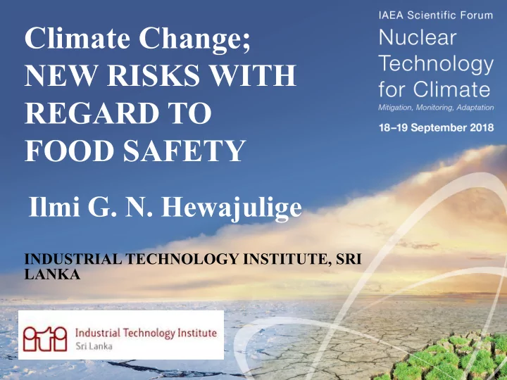 climate change new risks with regard to food safety