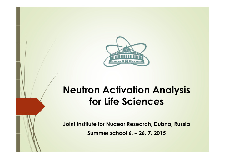 neutron activation analysis for life sciences