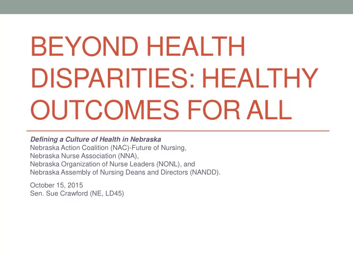 outcomes for all
