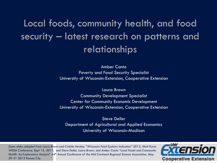local foods community health and food security latest