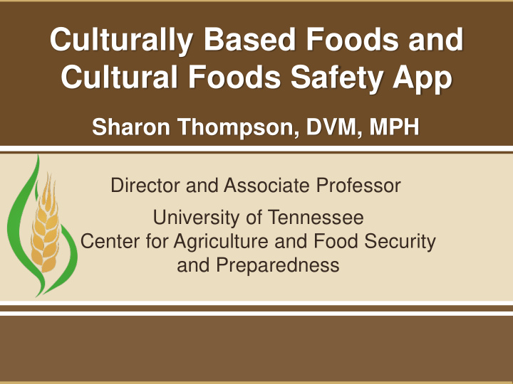 cultural foods safety app