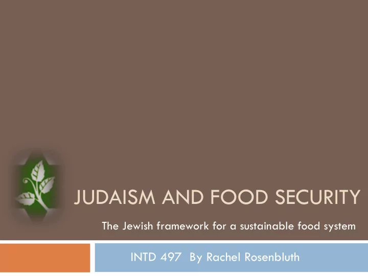 judaism and food security