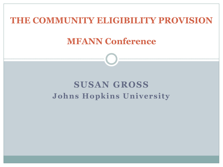 the community eligibility provision