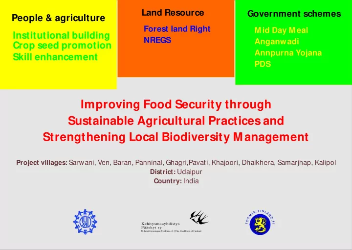 improving food security through sustainable agricultural