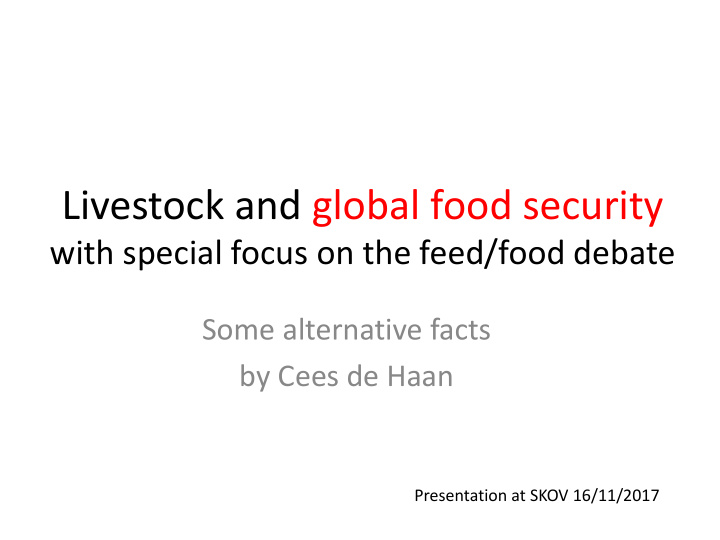 livestock and global food security