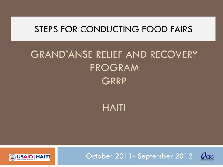grand anse relief and recovery