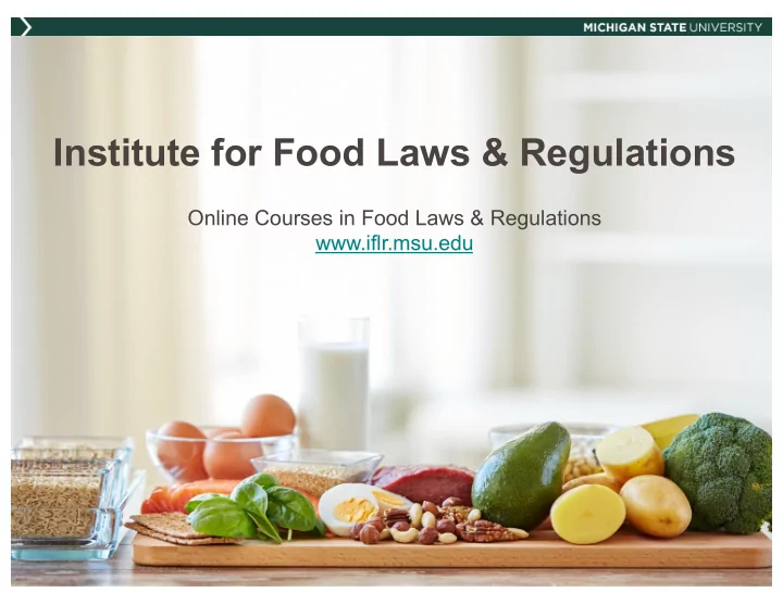 institute for food laws amp regulations