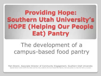 Providing Hope:  Southern Utah Universitys  HOPE (Helping Our People  Eat) Pantry  The