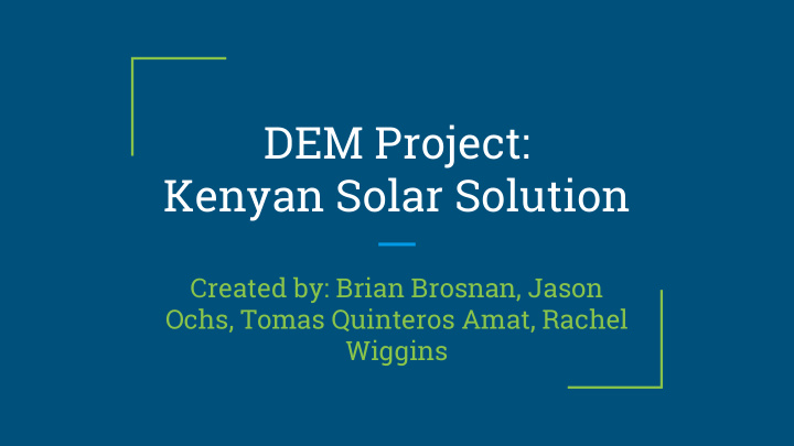 dem project kenyan solar solution