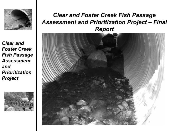 clear and foster creek fish passage clear and foster
