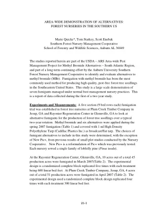 AREA-WIDE DEMONSTRATION OF ALTERNATIVES:  FOREST NURSERIES IN THE SOUTHERN US  Marie Quicke*, Tom