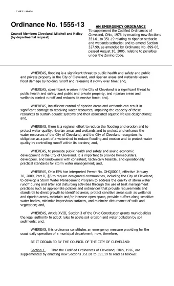 Ordinance No. 1555-13  AN EMERGENCY ORDINANCE  To supplement the Codified Ordinances of  Council