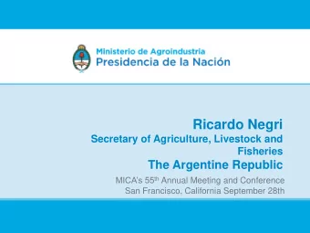 Ricardo Negri  Secretary of Agriculture, Livestock and  Fisheries  The Argentine Republic MICAs