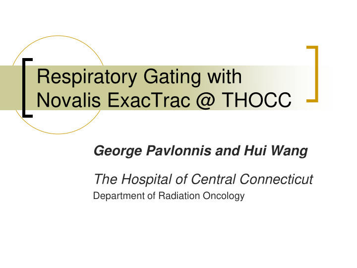 respiratory gating with novalis exactrac thocc