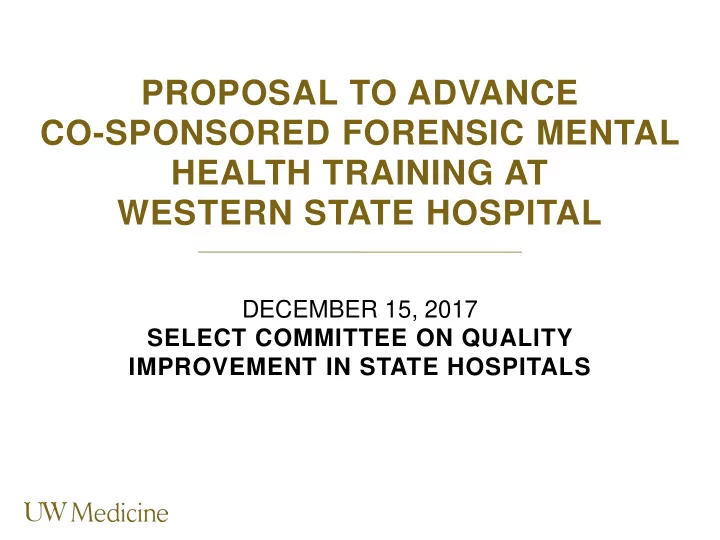 proposal to advance co sponsored forensic mental health