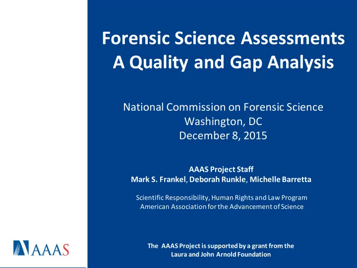 national commission on forensic science washington dc