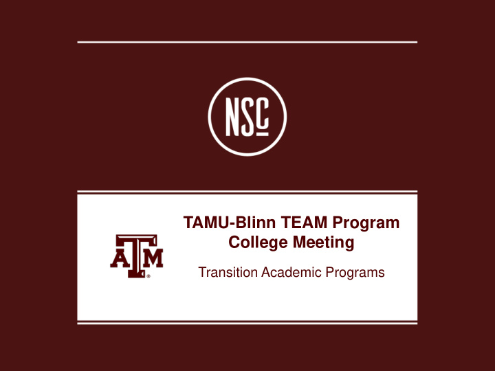 tamu blinn team program college meeting