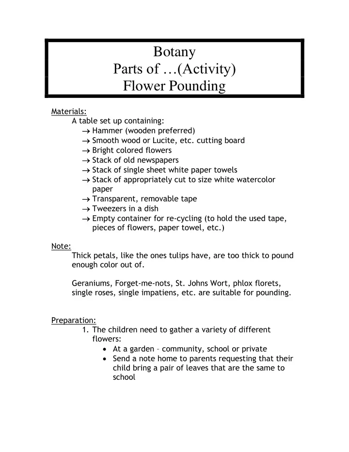 botany parts of activity