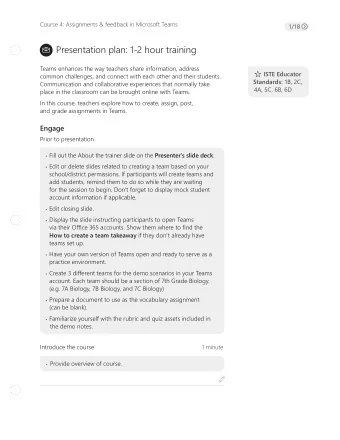 Presentation plan: 1-2 hour training    Teams enhances the way teachers share information,