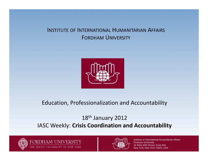 education professionalization and accountability 18 th