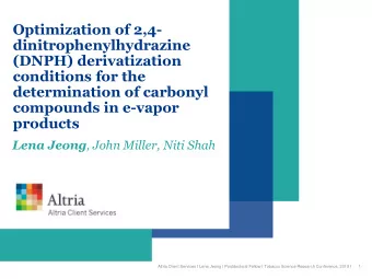 dinitrophenylhydrazine  (DNPH) derivatization  conditions for the  determination of carbonyl